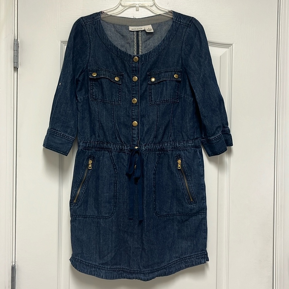 DKNY Denim Cinch Waist Denim Dress